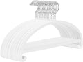 MIZGI 50 Pack White Velvet Hangers - No Shoulder Bumps, Heavy Duty Non-Slip Chrome Hooks for Jackets, Coats, Pants