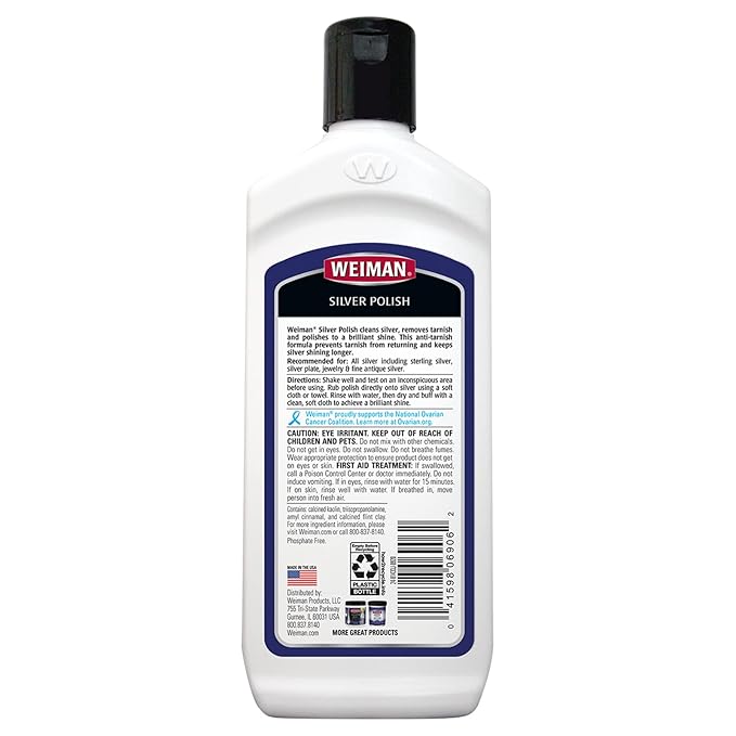 Weiman Silver Polish and Cleaner - 8 Ounce - Clean Shine and Polish Safe Protective Prevent Tarnish