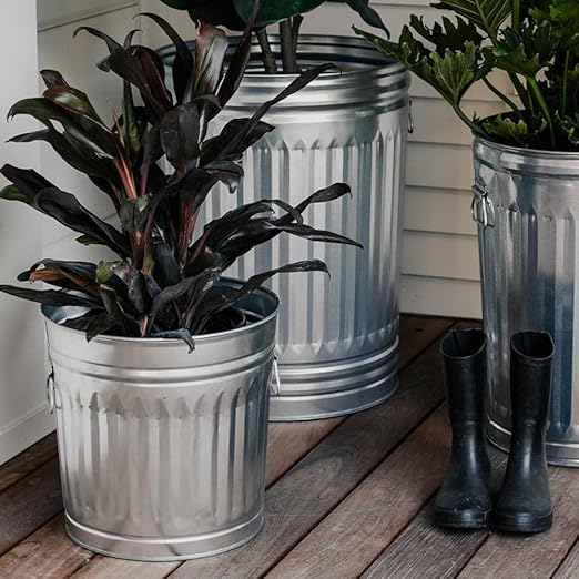 31 Gallon Metal Trash Can with Lid, Durable Silver Garbage Can-Easy to Clean,Suitable for Outdoor, Kitchen, Office