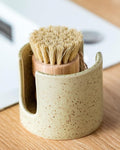 Sponge Holder for Kitchen Sink, Ceramic Dish Sponge Holder Sink Caddy Compact Scrubby Daddy Kitchen Organizer Dish Rcak for Sponges, Scrubbers, Yellow