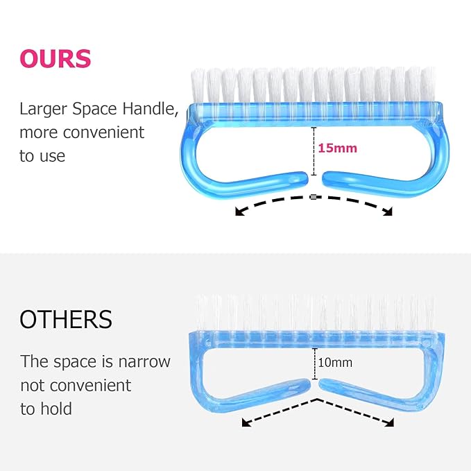 Handle Grip Nail Brush, Hand Fingernail Brush Cleaner Scrubbing Kit Pedicure for Toes and Nails Men Women (4 Pack) (Color-7)