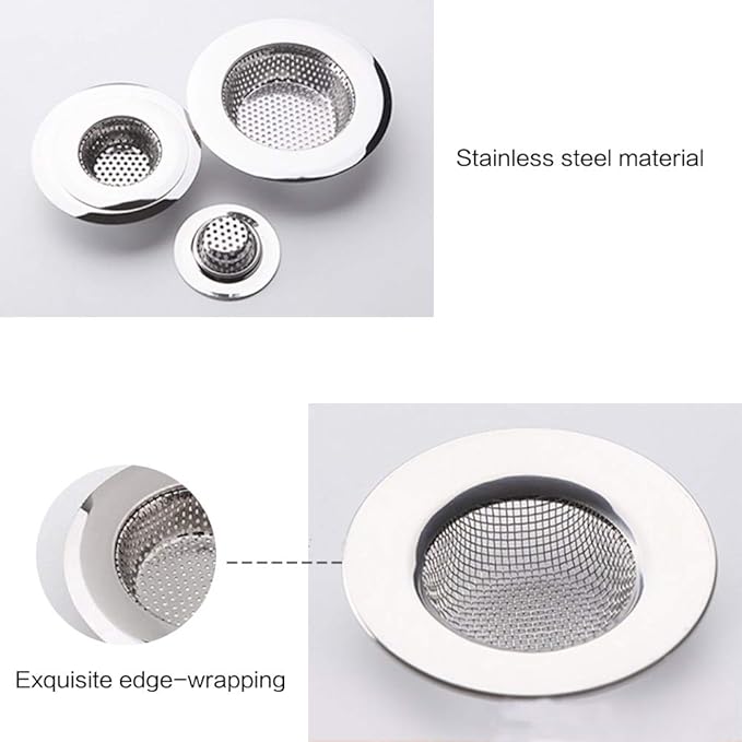 Shower Drain(4 Pack), Bathtub Drain Cover, Sink Tub Drain Stopper, Sink Strainer for Kitchen and Bathroom, Hair Stopper for Bathtub Drain Cover Size from 1.5'' to 4.45''. (Silver-Round Hole)