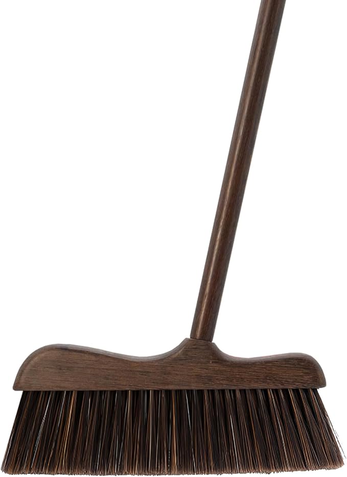 Wood Angle Broom – 44.8” Wooden Handle Compact Brooms for Indoor Kitchen – Soft PP Bristles, Durable Sweeping Broom