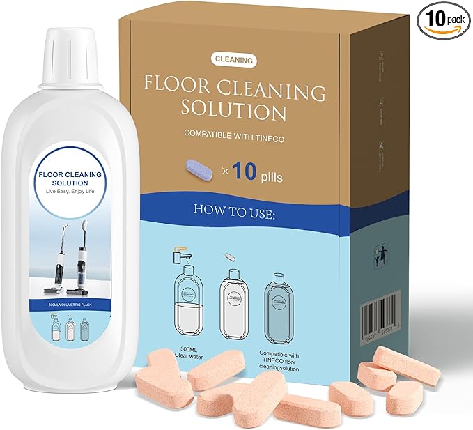 10 Bottles Compatible with Tineco Cleaning Solution Pet 500ml Per Bottle Orange Scents Floor Cleaner Compatible with All Robot Vacuums with Mopping and Cordless Wet/Dry Vacuum (Orange Scents)