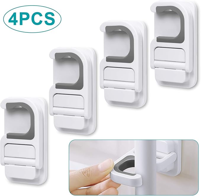 4pack Broom Holder Wall Mount Mop Holder Broom and Mop Gripper Self Adhesive No Drilling Anti-Slip Mop Handle Hanger Household Cleaning Organizer, Holds up to 6 lb