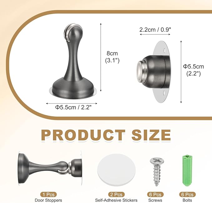 MECCANIXITY Magnetic Door Stoppers Stainless Steel Door Stops, Wall Floor Mounted Doors Holder Keep Doors Open for Home Office Closet (Gray)