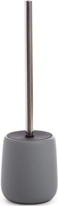 BINO Toilet Brush with Holder - Silicone Coated Ceramic, Light Grey - Bowl Cleaner