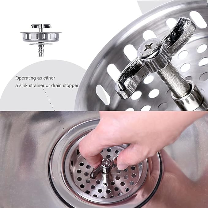 304 Stainless Steel Kitchen Sink Twist Lock Basket Drain Assembly W/Brass Nuts-VARNAHOME