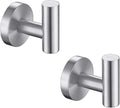 TASTOS Bathroom Towel Hooks Brushed Nickel, 2 Pack Stainless Steel Robe Coat and Clothes Hook, Heavy Duty Wall Hook for Bathroom & Kitchen, Modern Round Style Screw Wall Mounted