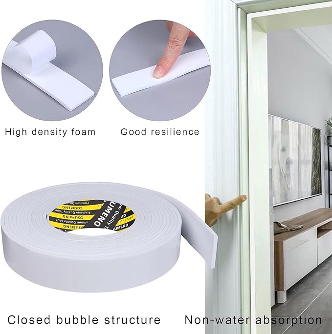 EVA Single-Sided Adhesive White Foam Tape 2inX16.4FT Single-Sided Sealing Strip Foam Pad Sponge Tape Window Weatherproof, Self-Adhesive Insulation Sealing Tape