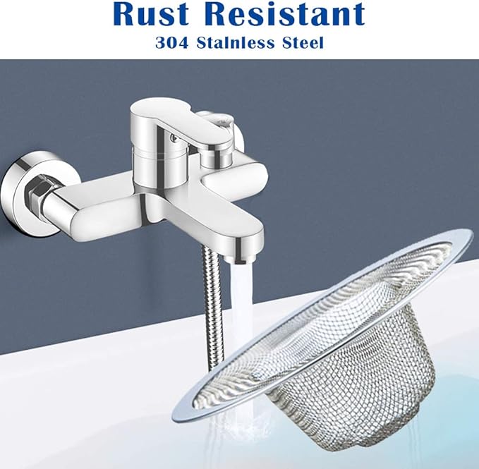 2 Pcs Heavy Duty Stainless Steel Slop Basket Filter Trap, 4.41" Top / 2.44" Mesh Metal Sink Strainer, Perfect for Kitchen Sink/Bathroom Bathtub RV Wash Basin Floor Drain Balcony Drain Hole
