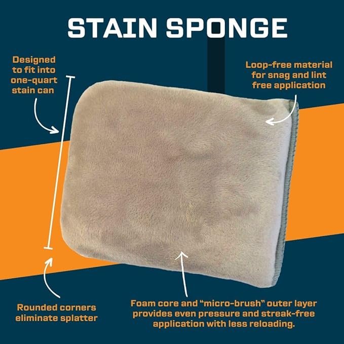MāKRS Stain Sponge, 20-Pack Staining Pads, Lint, Snag and Streak-Free Applicator Sponges, Micro-Brush Material Over Foam Core, for Wood Stains and All Finishes, Easy to Use with Consistent Application