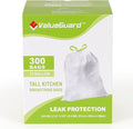 Large Trash Bag 13 Gallon Tall Drawstring 100% Post-Consumer Recycled Garbage Bag Waste Bag for Kitchen Office 0.8 Mil (300 Count)