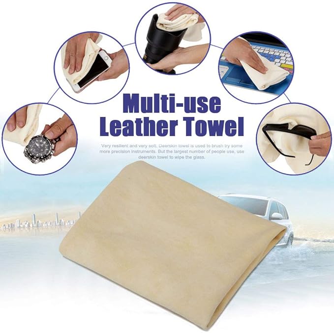 Chamois Cloth for Car - 35'' x 23.6'' (5.7 sq ft) - Extra Large Drying Natural Shammy Towel Real Leather Washing Cloth Cleaning Car Wipes