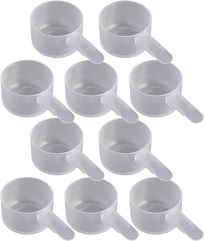 23 mL Plastic Measuring Packaging Scoop (= 23 cc/ = 4.7 teaspoon/ = 1.5 Tablespoon/ = 0.78 fl oz), Short Handle - to Measure and Dispense Spices, Granules, Powders, for Seeds Packing (10 scoops)