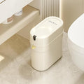 MRBIN Slim Automatic Bathroom Trash Can, 10L/2.6gal Touchless Pull Out Bagging Motion Sensor Waste Basket, Electric Smart Garbage Pail for Narrow Rv, Kitchen, Bedroom, White