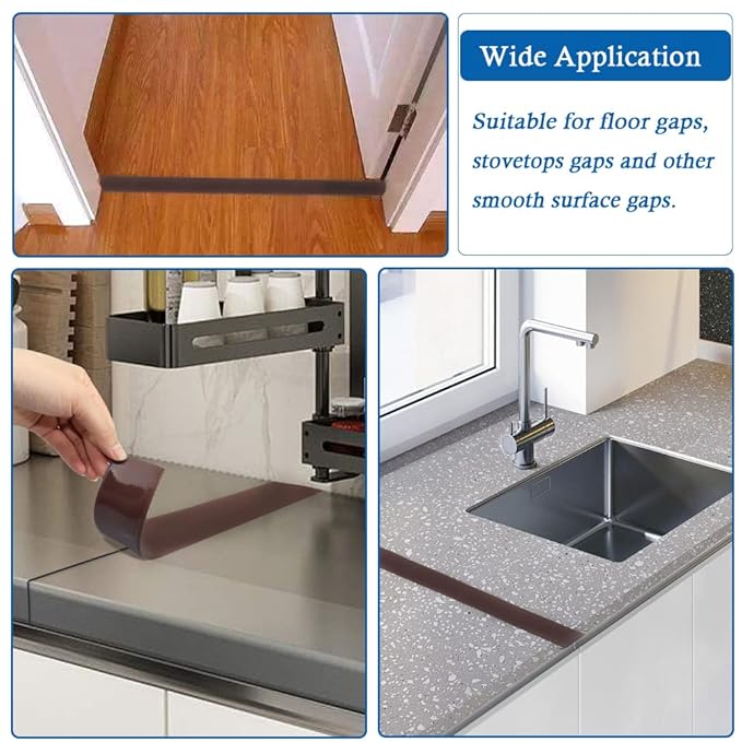 Floor Transition Strip Self Adhesive Floor Cover Strips Laminate 3" Wide Vinyl Flat Divider Transitions (7.5cm, 6.56Ft, Brown)