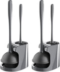 MR.SIGA Toilet Plunger and Bowl Brush Combo for Bathroom Cleaning, Gray, 2 Sets