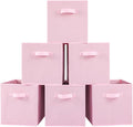 Stero Fabric Storage Bins 6 Pack Fun Colored Durable Storage Cubes with Handles Foldable Cube Baskets for Home, Kids Room, Closet and Toys Organization Pink