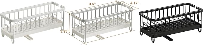 SunnyPoint Never Rust Aluminum Utensil, Sink Cleaning Tools Holder for Kitchen Sink with Drain Board; Dish Wand, Sponge, Soap Dispenser, Utensil Organizer Caddy (BLK)