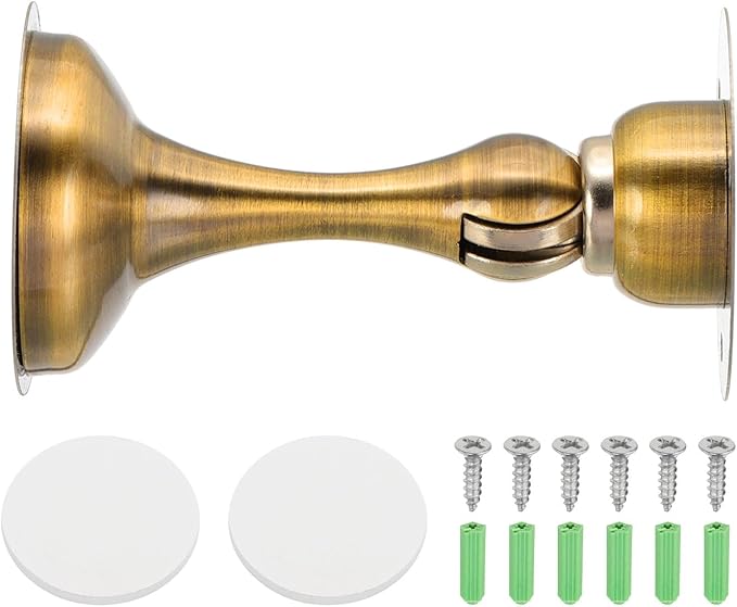 MECCANIXITY Magnetic Door Stoppers Stainless Steel Door Stops, Wall Floor Mounted Doors Holder Keep Doors Open for Home Office Closet (Golden Bronze)