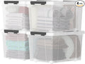 Zopnny 52 Quart Stackable Plastic Storage Bins with Latching Lids, Large Rolling Storage Containers, Pack of 4