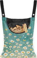 Clothespin Bag for Clothes Pin Holder for Outside and Clothes Line Pins, Clothes Pin Hanging Bag Fits Outdoor Laundry Clothesline - Daisy Pattern