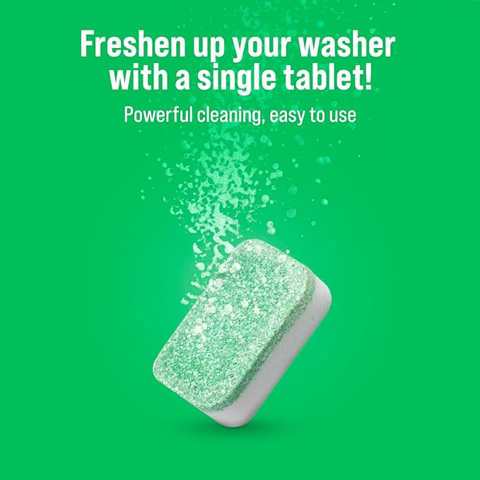 Rockin' Green Deep Cleaning and Deodorizing Tablets for Dishwashers, Washing Machines, and Garbage Disposals, Removes Odor and Residue (Washing Machine Cleaning Tablets, 8 Pack)