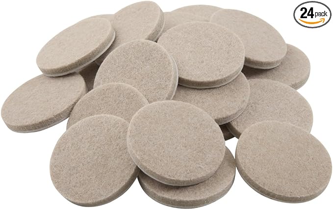 SOFTTOUCH 1 1/2" Round Heavy Duty Felt Furniture Pads for Hardwood, Beige (24 Pack)