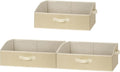 StorageWorks Closet Storage Bins, Trapezoid Organizer Box for Shelves, Fabric Clothes Bin, Foldable Organizing Baskets with Handles, Large, Light Brown, 3-Pack