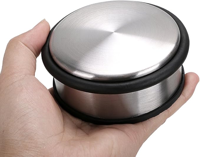 Sumnacon Heavy Duty Floor Door Stopper No Drill, Durability Stainless Steel Door Stops with Anti-Skid Rubber - Contemporary Decorative Safety Door Wedge for Home Office Commercial Industrial, Silver