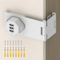 90 Degree 3-Digit Combination Cabinet Lock, Zinc Alloy Keyless Folding Hasp Lock Latch, Password Security Rotary Door Latch for Office File Cabinet, Drawer, Locker, Cupboard (1, White)