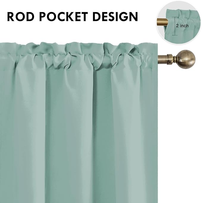 DWCN Blackout Curtains for Living Room Thermal Insulated, Energy Saving & Noise Reducing Bedroom Curtains, Sage Green, W 38x L 54 Inch, Set of 2 Rod Pocket Curtain Panels