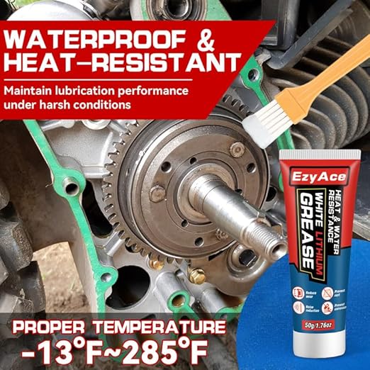 White Lithium Grease, Garage Door Lubricant, Multi-Purpose Bike Grease for Hinges, Bearings, Gears, Track Rail, Waterproof&Heat Resistant Bearing Grease Ideal for Automotive, Marine, 1.76oz