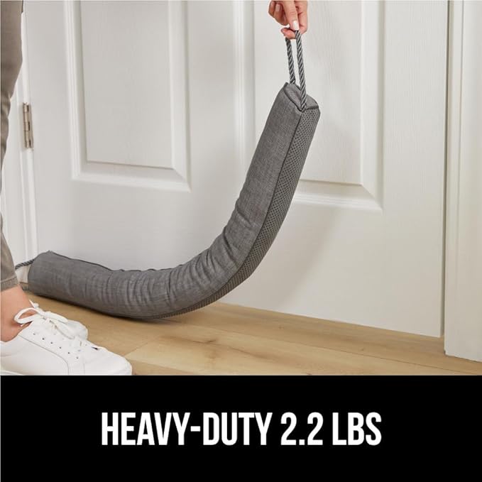 GORILLA GRIP Door Draft Stopper for Bottom of Doors, Weather Stripping Seal Blocks Hot Air, Noise, Bugs, Keeps Cold AC in, Sound Proofing Easy Install Gap Filler, Home Essentials, 38 Inch 2 Pack, Gray