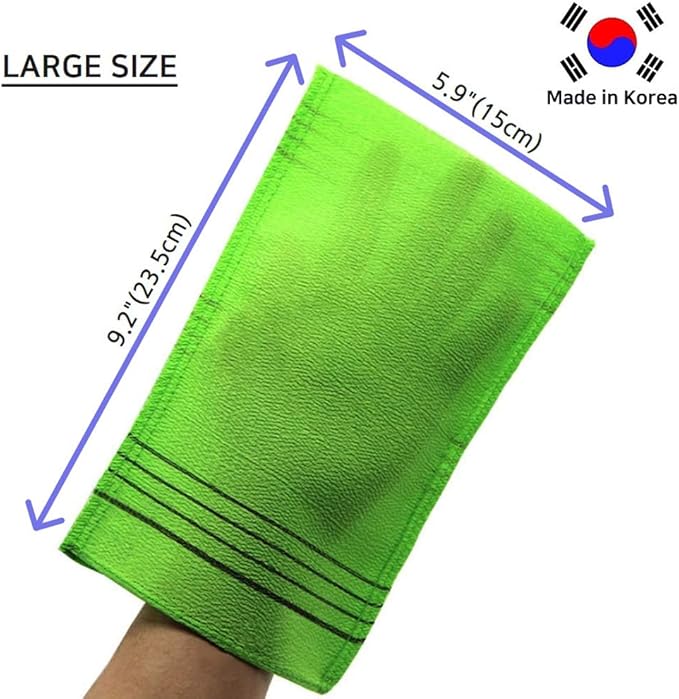 Korean Exfoliating Mitt, Large Size, 5 Colors, Back and Body Exfoliating Washcloth for Removing Dry, Reusable (Yellow, 10)