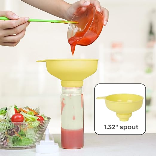 Wide Mouth Kitchen Funnel, Food Grade Plastic Cooking Canning Funnel with 4 Sizes Spouts for Filling Wide and Regular Mason Jars, Spray Dropper Oil Bottle Jug Spices Shampoo Sauce