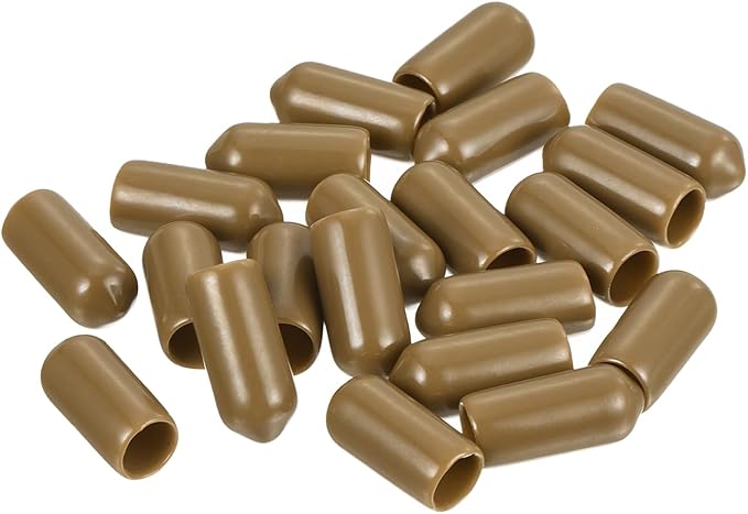 uxcell 20pcs Rubber End Caps 6.5mm(1/4") ID Vinyl PVC Round Tube Bolt Cap Cover Screw Thread Protectors Light Brown