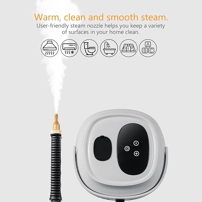 Handheld Steam Cleaner, 2500W Portable Steamer For Cleaning Car Detailing and Grout, 15s Heat-Up, 1.5L Tank Pressurized Steam Cleaner for Home Use & all Surfaces