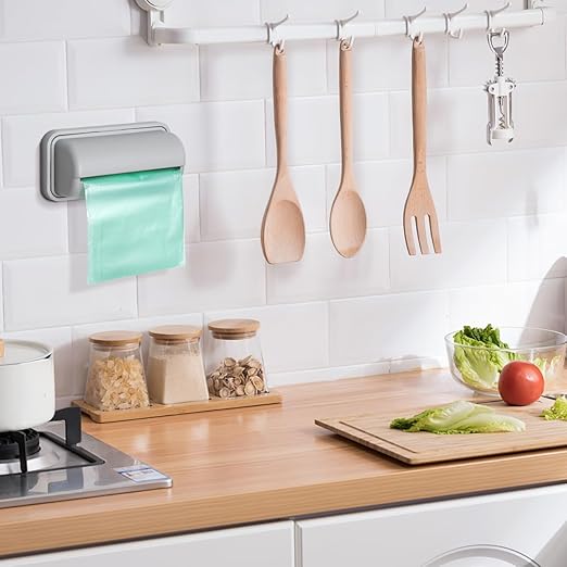 Cabilock 3Pcs Wall-Mounted Trash Bag Storage Box Adhesive Garbage Bag Containers with Easy for Kitchen and Bathroom Organization