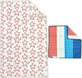 Microfiber Hand Towel & Washcloth Set of 2 - Double-Sided, Waffle Weave, Super Absorbent, Lint-Free, Fast Drying - Stars & Stripes Pattern for Bathroom, Kitchen, Car, and Window Cleaning