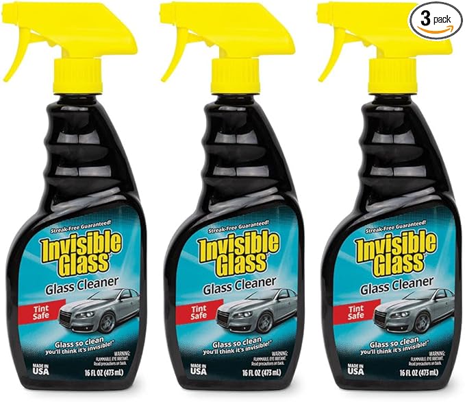Invisible Glass 92163-3PK Premium Glass and Window Cleaner for Auto and Home Cleans Glass, Windows, Windshields, and More, Streak-Free, Ammonia-Free, Tint-Safe, 16 fl oz (Pack of 3)