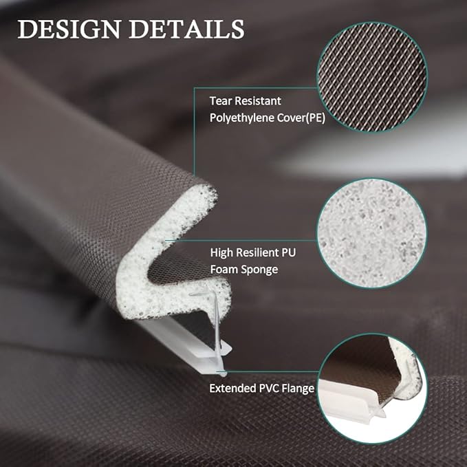 Kerf Weather Stripping Door Seal Strip 26 Ft Q Foam Door Weatherstrip Seal with Slot Card Slot Installation, Easy Cut to Size (Brown)