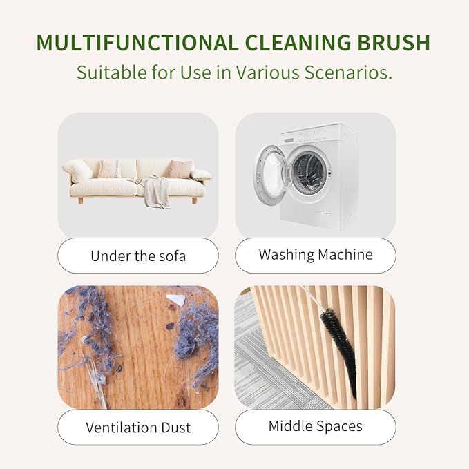Dryer Lint Brush Vent Cleaner 30 inch Refrigerator Coil Cleaning Brushes Clothes Trap Duct Remover, Crevice Cleaning Brush, Washing Machine Cleaning Tools for Household (2 Pack)