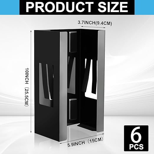 Lounsweer 6 Pcs Magnetic Glove Dispenser Holds Boxes of Towels Paper Tissue Glove Box Holder Wall Mount Kitchen Fridge Tool(Black)