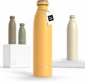 LARS NYSØM Stainless Steel Insulated Water Bottle 12oz 17oz 25oz 34oz 51oz | Insulated Thermo Flask for Hot and Cold Beverages | Leakproof Drinking Bottle (Mustard Yellow, 25.4 oz)