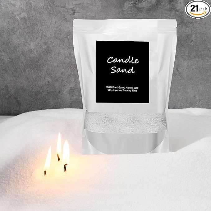 MTLEE Candle Sand 3.3 lb DIY Pearled Candle Making Kit Included 20 Pcs Wicks and Refillable Beaded Wax Sand Beaded Wax Gift with Wicks Self Extinguish for Home Wedding Party Women(White)