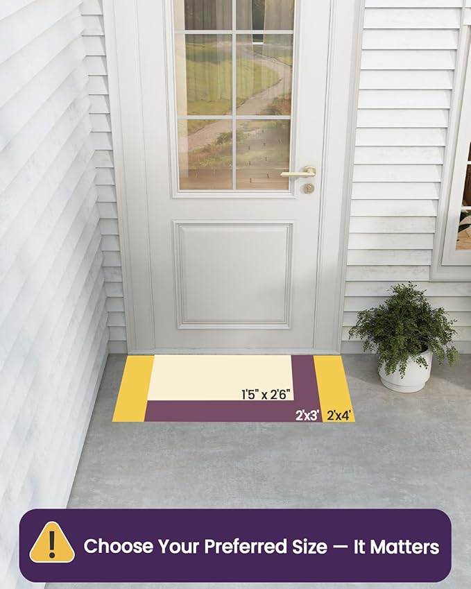 DEXI Front Door Mat Outside Entrance, Heavy Duty Non Slip Low Profile Doormat for Entryway, Trap Dirt and Moisture Welcome Mats, Easy Clean, Patio, Garage, 17x29, Black