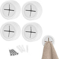 S&T INC. Round Adhesive Push Towel Hooks for Kitchen, Hand and Dish Towels, Matte White, 4 Pack