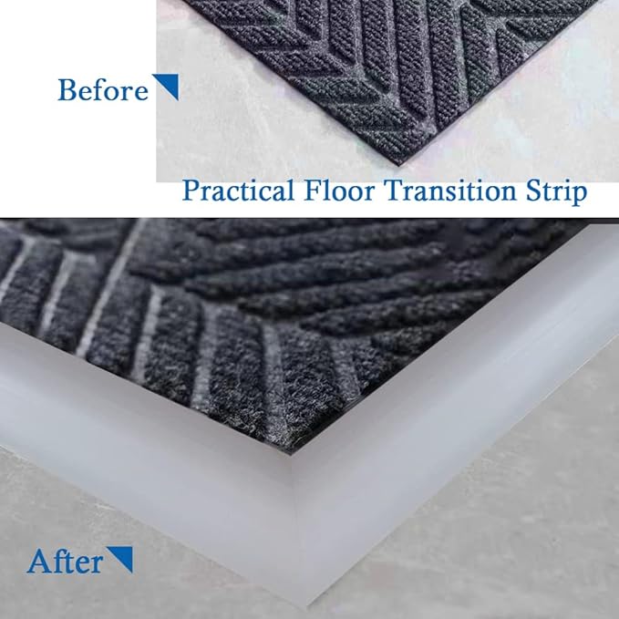 Floor Transition Strip Self Adhesive Carpet & Flooring Transitions Edging Trim Strip PVC Threshold Transitions Suitable for Threshold Height Less Than 5mm (20Ft, Dark Gray)